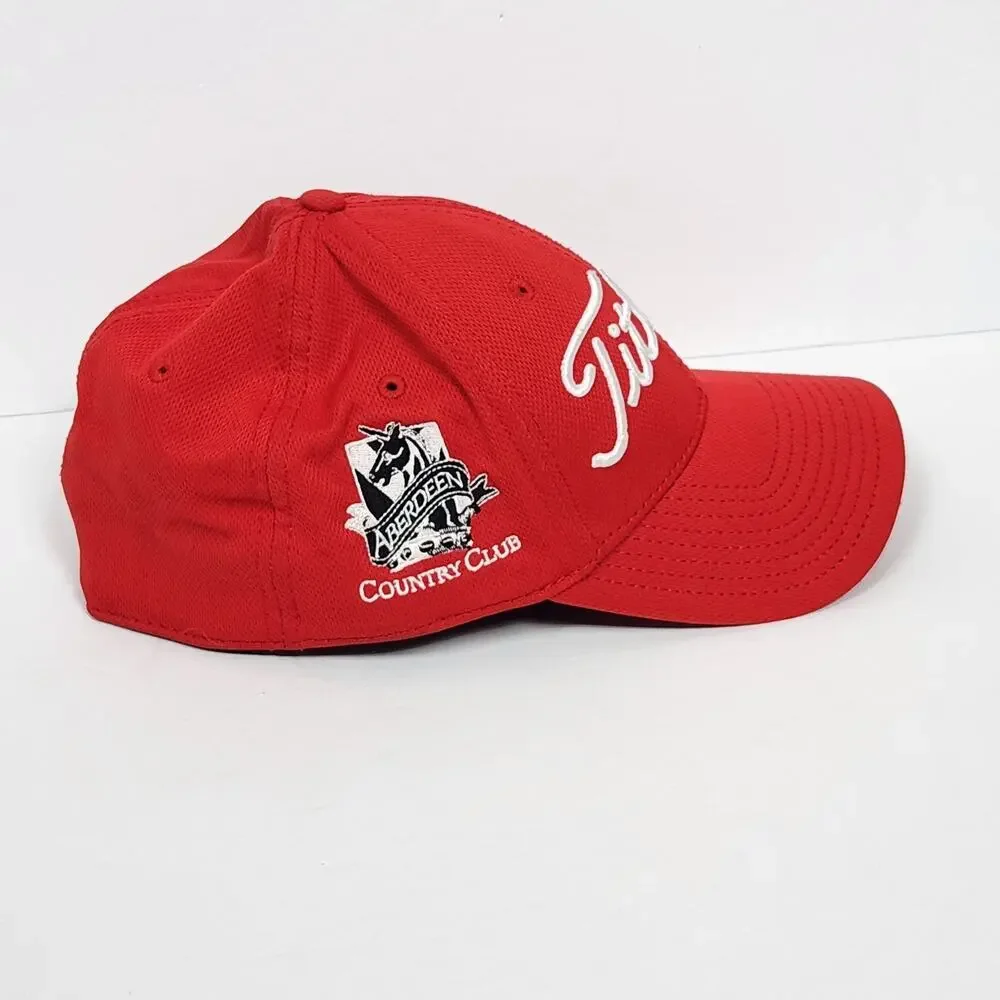 TITLEIST Aberdeen Country Club Hat Cap Fitted Mens Large XL Red Golf New Era